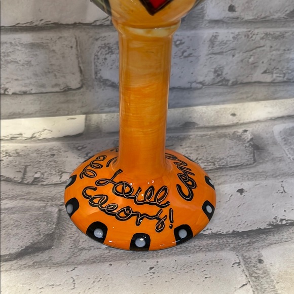 Set of 2 Colorful Heart Design wine Goblets love comes in all colors pottery - Picture 5 of 9